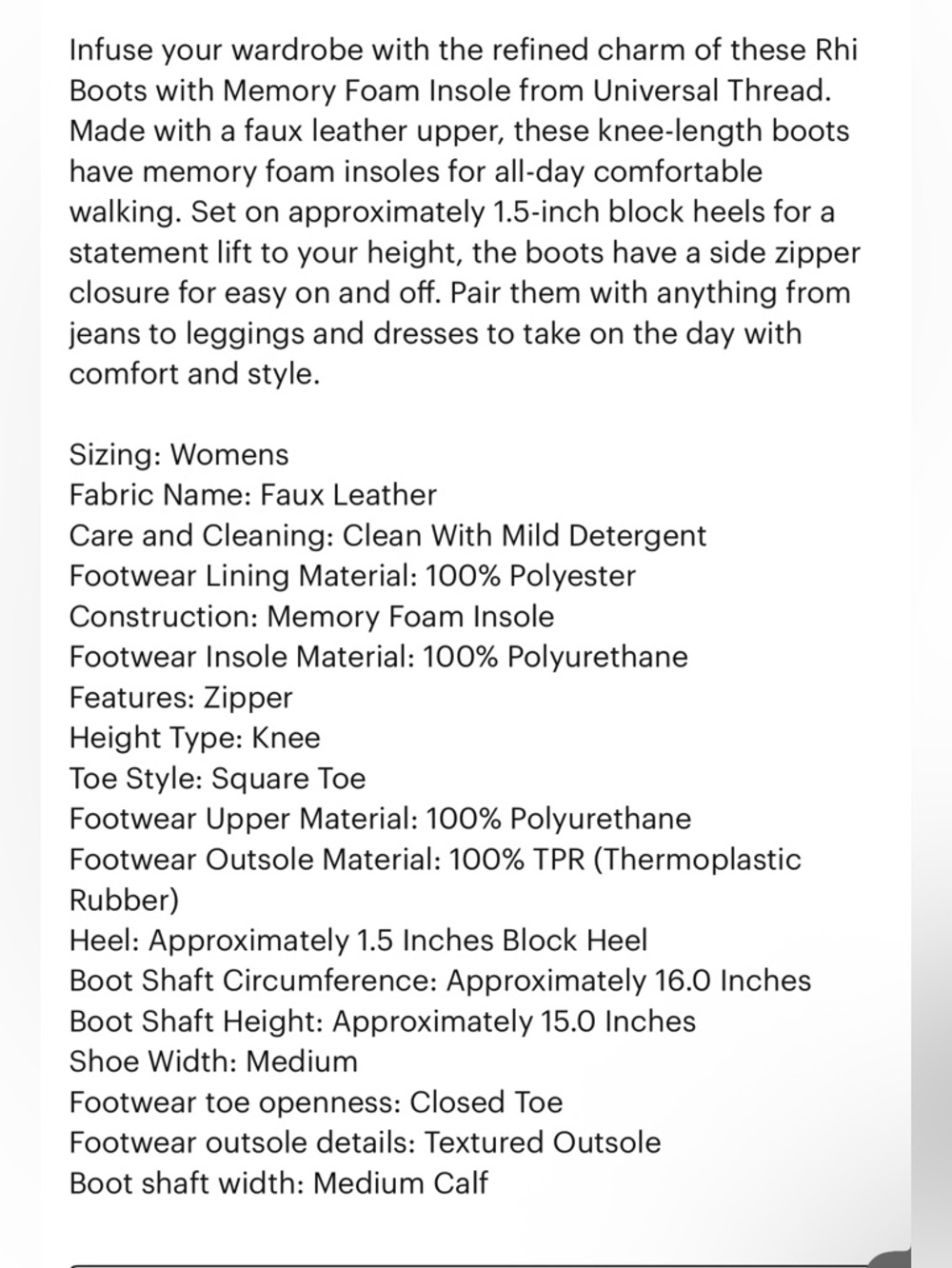 Universal Thread Black “Rhi” Tall Boot - Picture 4 of 4